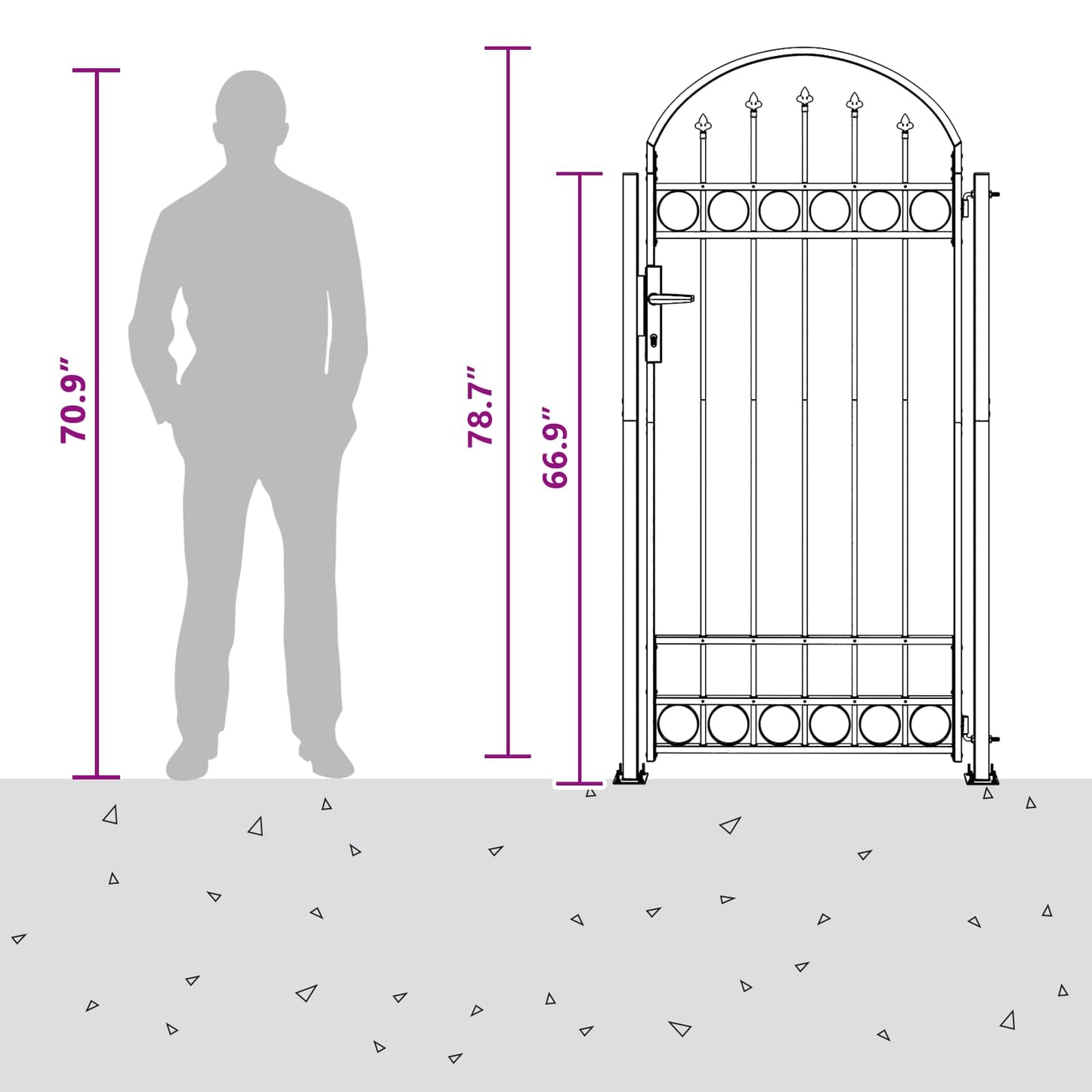 Fence Post ASSEN 200 x 88 x 14 cm Steel Grey Lockable