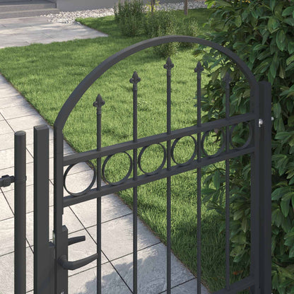 Fence Gate ASSEN 100 x 125 cm Powder-Coated Steel Grey Lockable