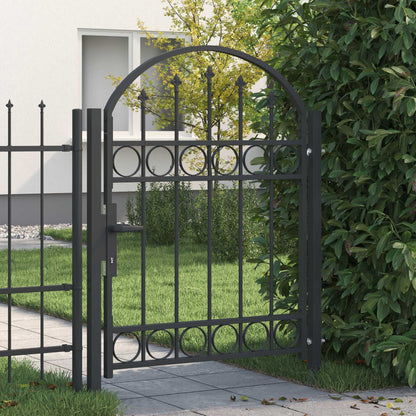 Fence Gate ASSEN 100 x 125 cm Powder-Coated Steel Grey Lockable