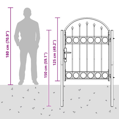Fence Gate ASSEN 100 x 125 cm Powder-Coated Steel Grey Lockable