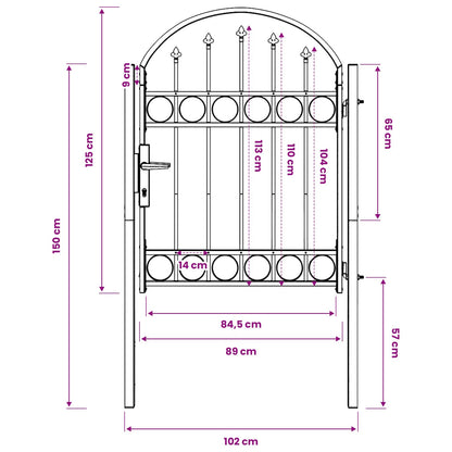 Fence Gate ASSEN 100 x 125 cm Powder-Coated Steel Grey Lockable