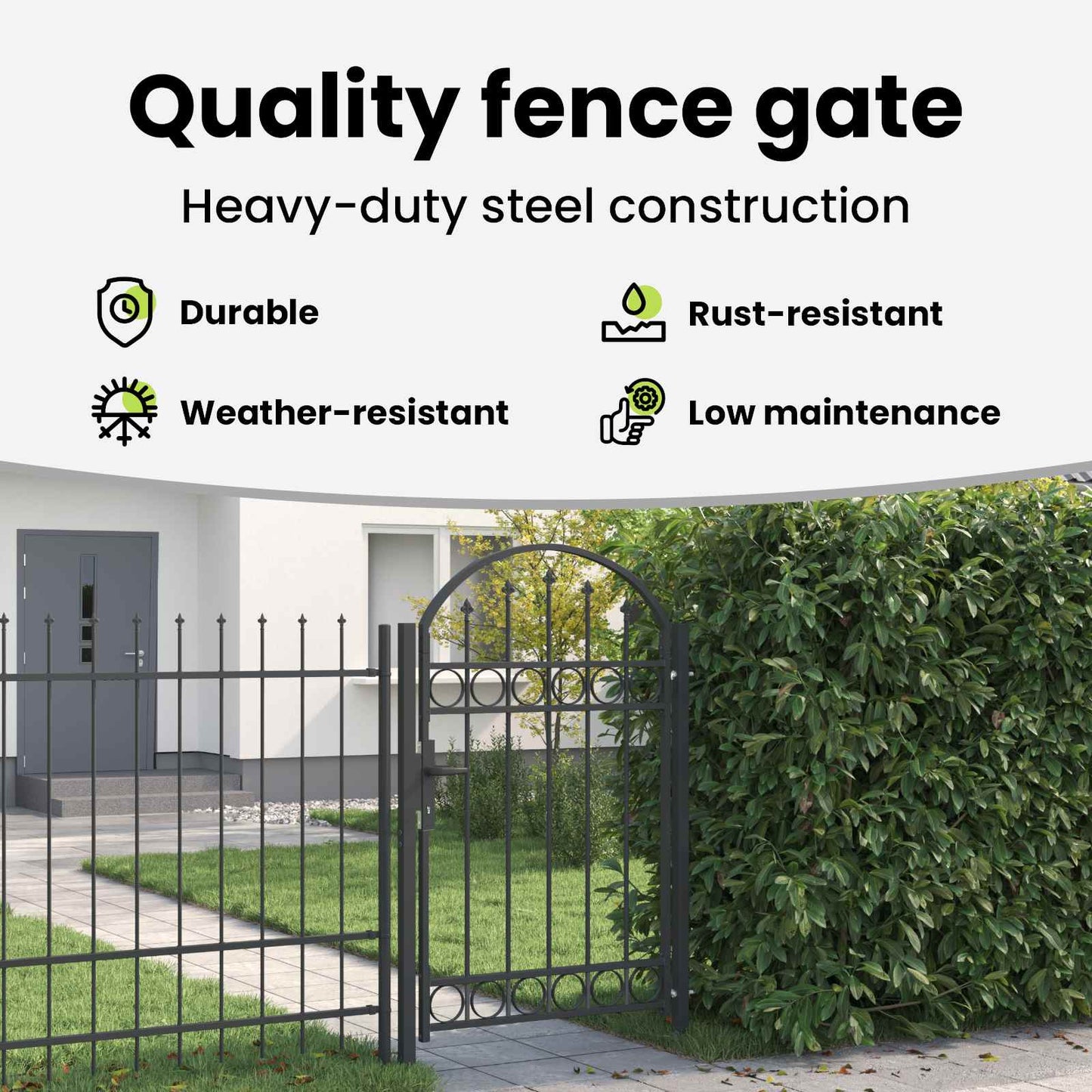 Fence Gate ASSEN 100 x 150 cm Powder-Coated Steel Grey Lockable