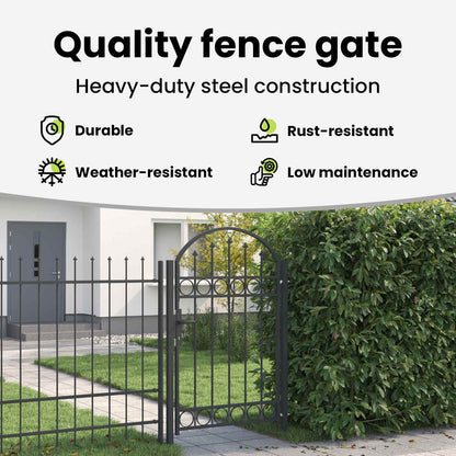 Fence Gate ASSEN 100 x 150 cm Powder-Coated Steel Grey Lockable