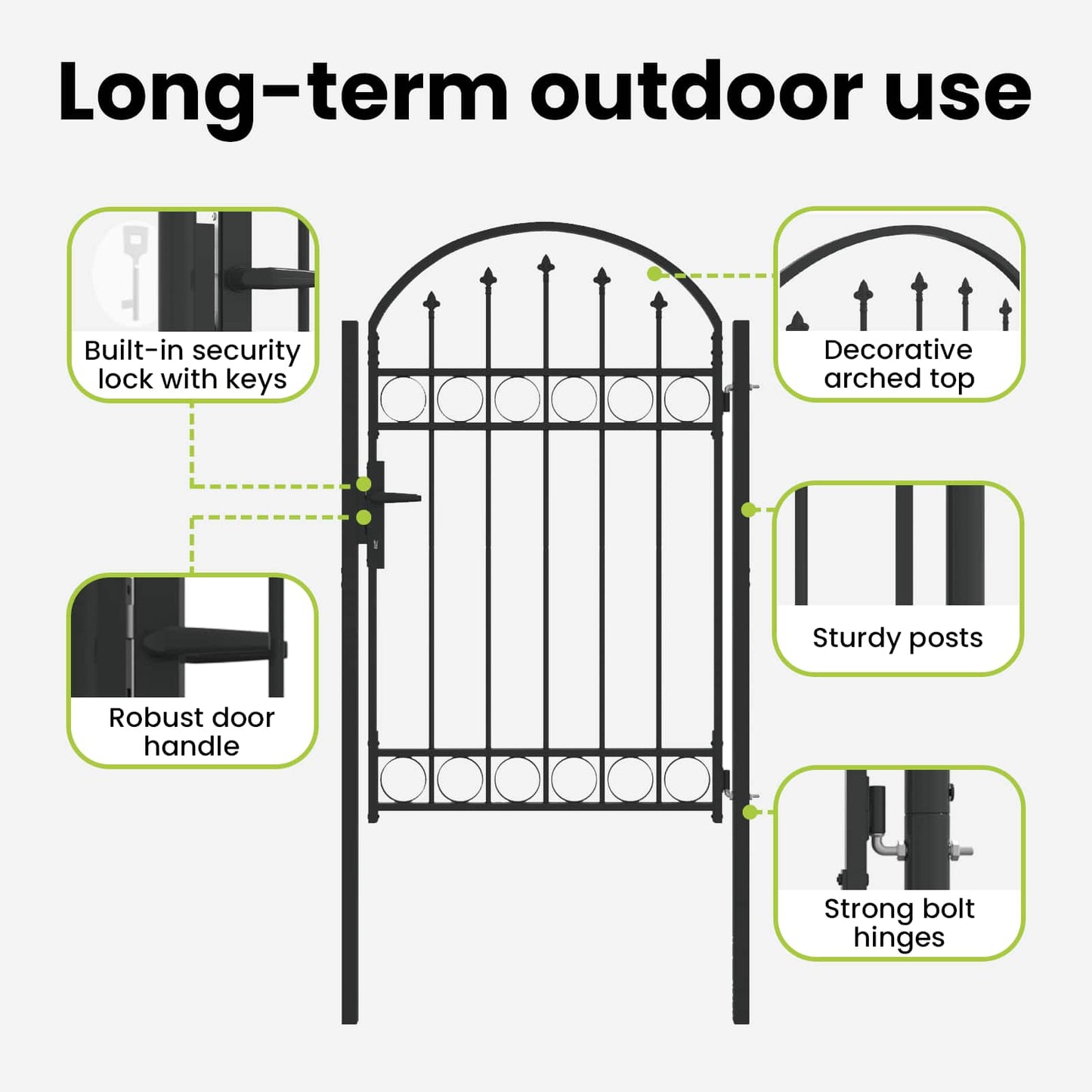Fence Gate ASSEN 100 x 150 cm Powder-Coated Steel Grey Lockable