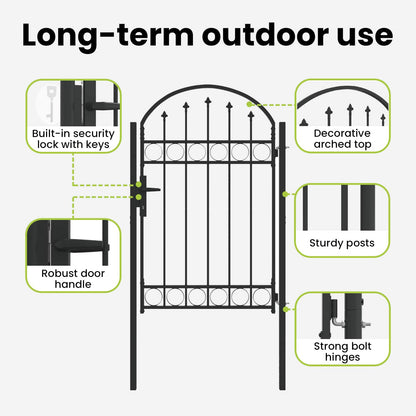 Fence Gate ASSEN 100 x 150 cm Powder-Coated Steel Grey Lockable