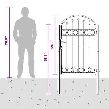 Fence Gate ASSEN 100 x 150 cm Powder-Coated Steel Grey Lockable