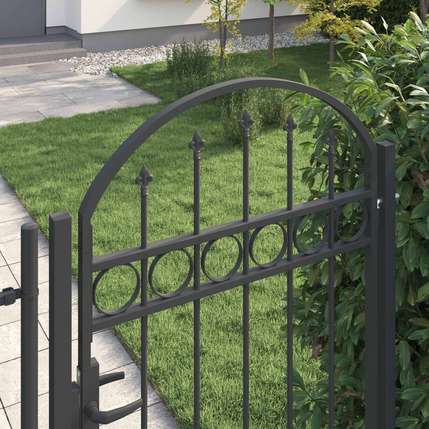 Fence Gate ASSEN 100 x 175 cm Powder-Coated Steel Grey Lockable