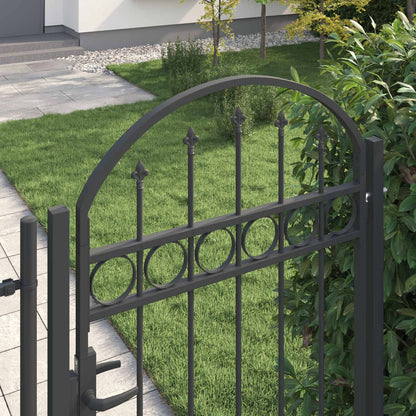 Fence Gate ASSEN 100 x 175 cm Powder-Coated Steel Grey Lockable