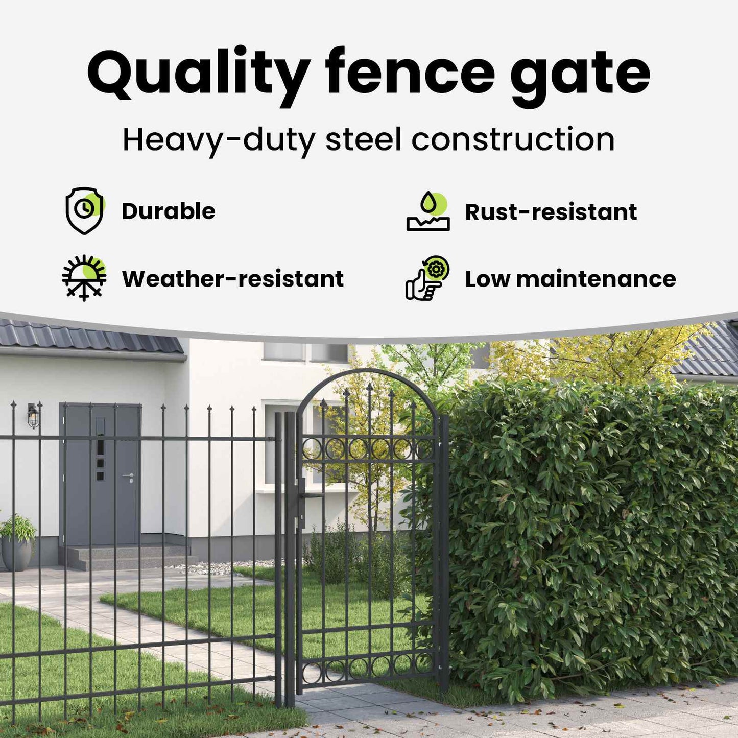 Fence Gate ASSEN 100 x 175 cm Powder-Coated Steel Grey Lockable