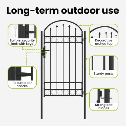 Fence Gate ASSEN 100 x 175 cm Powder-Coated Steel Grey Lockable