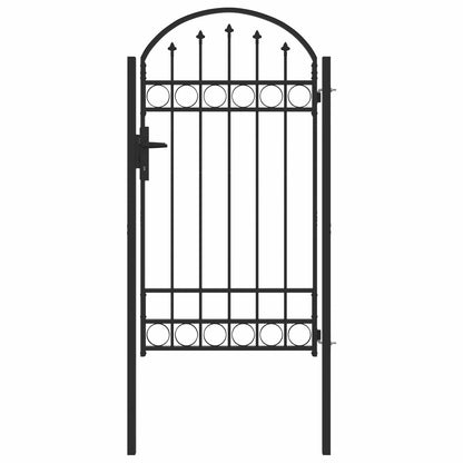 Fence Gate ASSEN 100 x 175 cm Powder-Coated Steel Grey Lockable