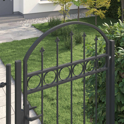Fence Gate ASSEN 100 x 195 cm Powder-Coated Steel Grey Lockable