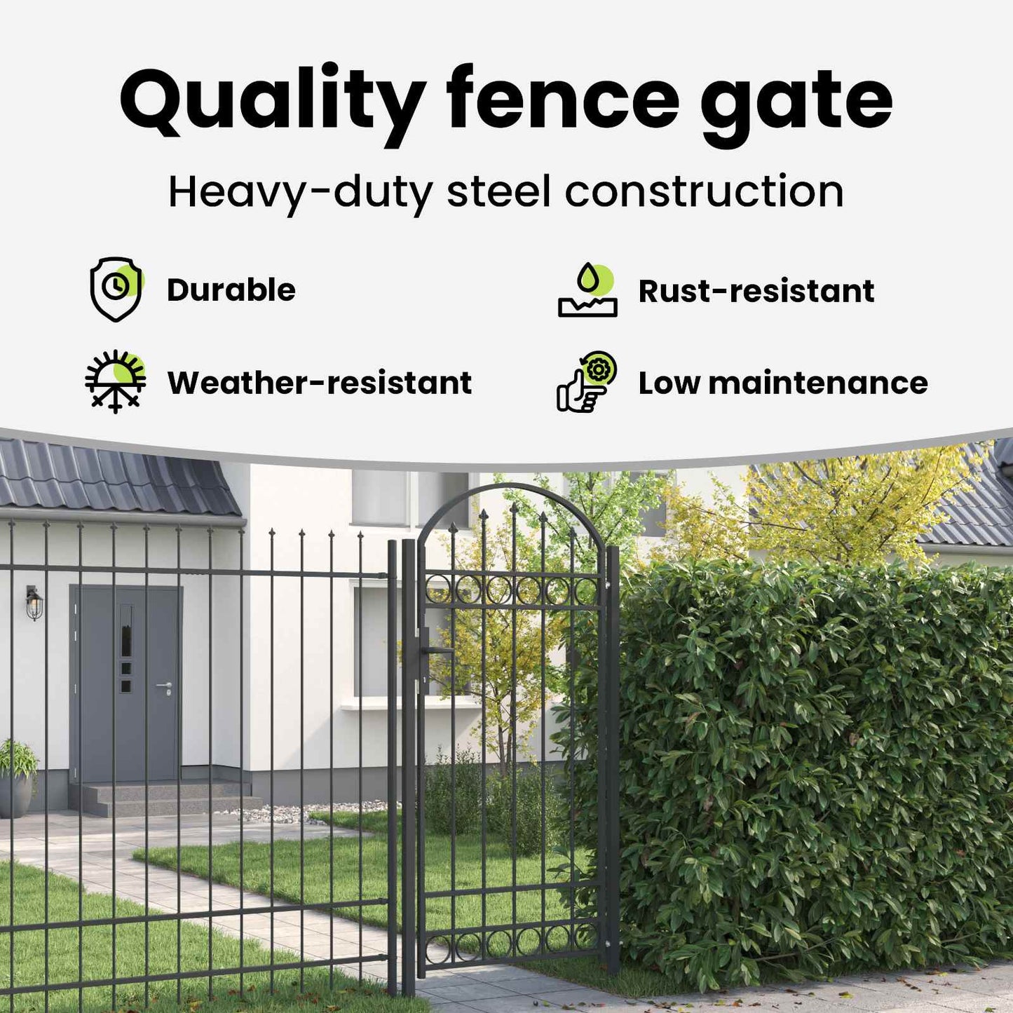 Fence Gate ASSEN 100 x 195 cm Powder-Coated Steel Grey Lockable