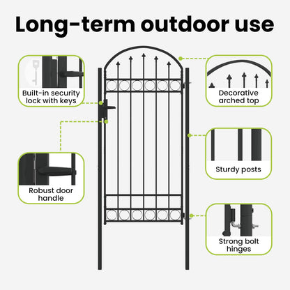 Fence Gate ASSEN 100 x 195 cm Powder-Coated Steel Grey Lockable
