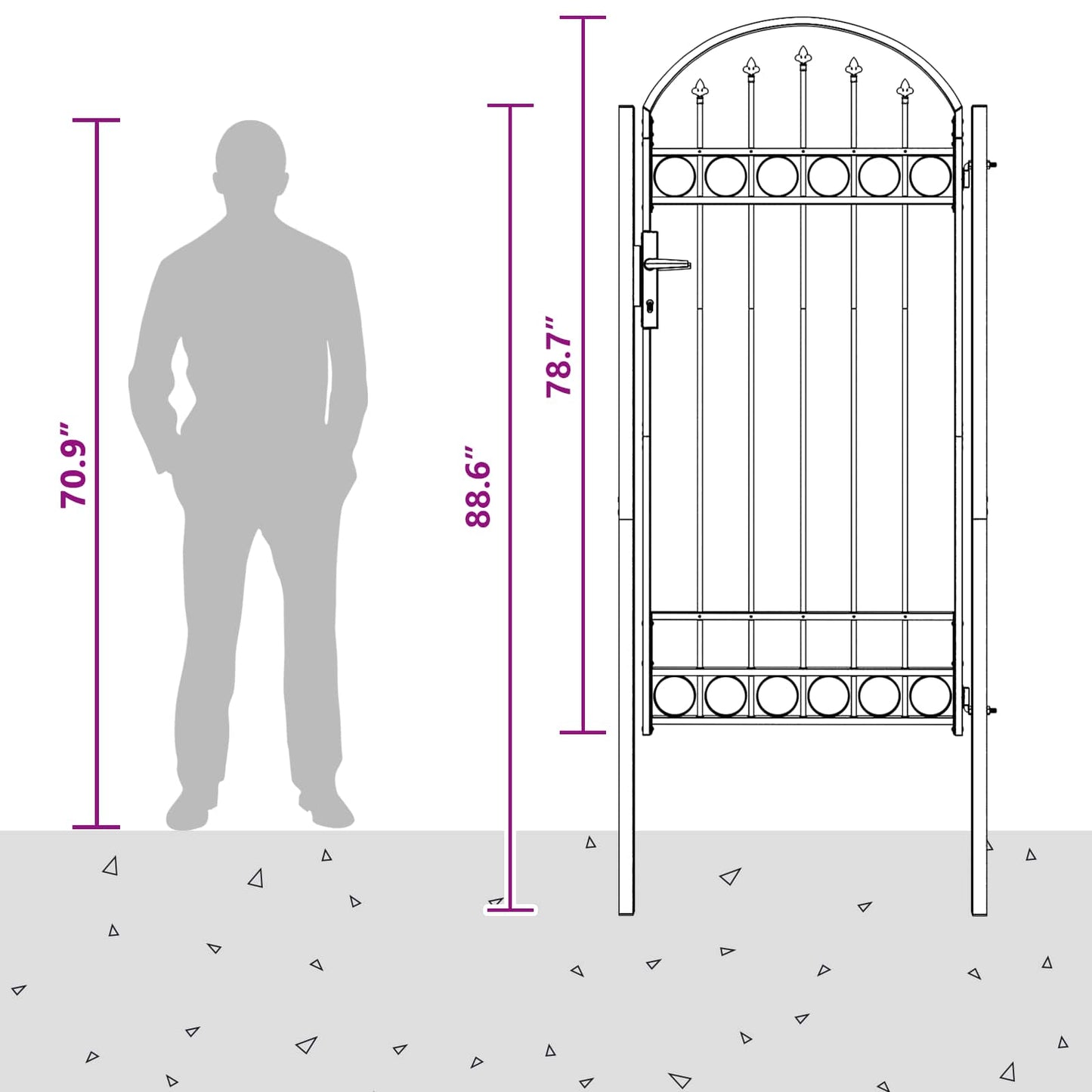 Fence Gate ASSEN 100 x 195 cm Powder-Coated Steel Grey Lockable