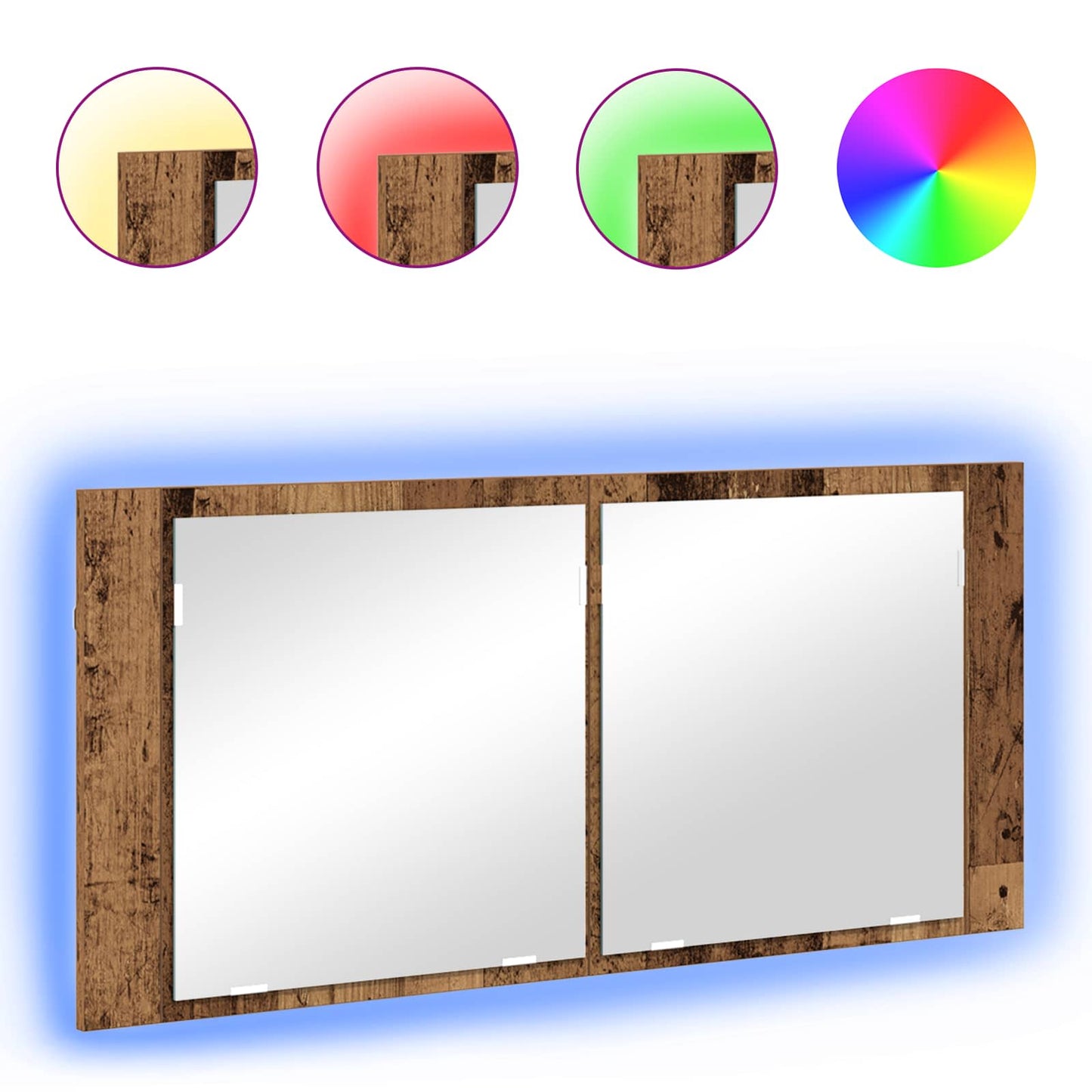 LED Mirror Cabinet Old Wood 100 x 12 x 45 cm Engineered Wood