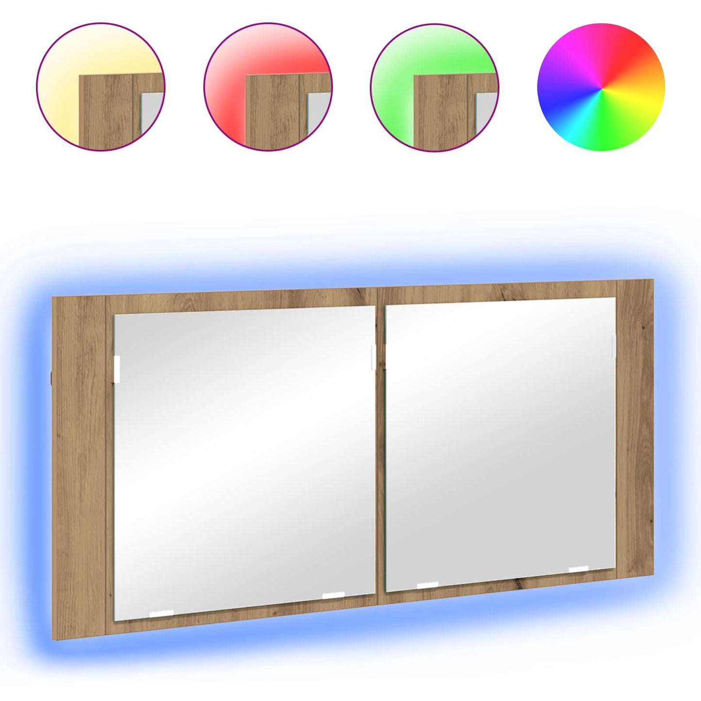 LED Mirror Cabinet Artisan Oak 100 x 12 x 45 cm Engineered Wood