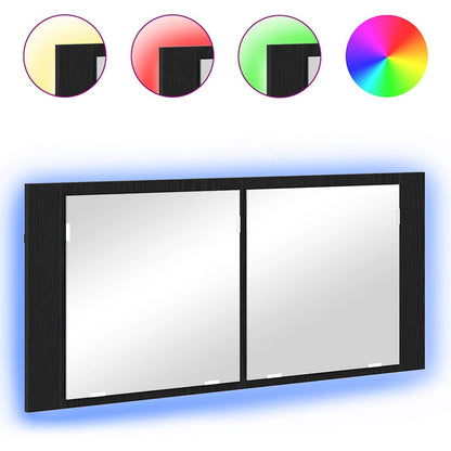 LED Mirror Cabinet Black Oak 100 x 12 x 45 cm Engineered Wood