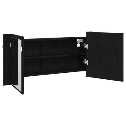 LED Mirror Cabinet Black Oak 100 x 12 x 45 cm Engineered Wood