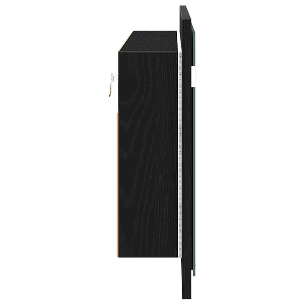 LED Mirror Cabinet Black Oak 100 x 12 x 45 cm Engineered Wood