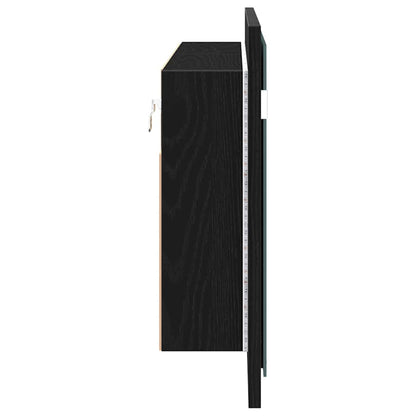 LED Mirror Cabinet Black Oak 100 x 12 x 45 cm Engineered Wood