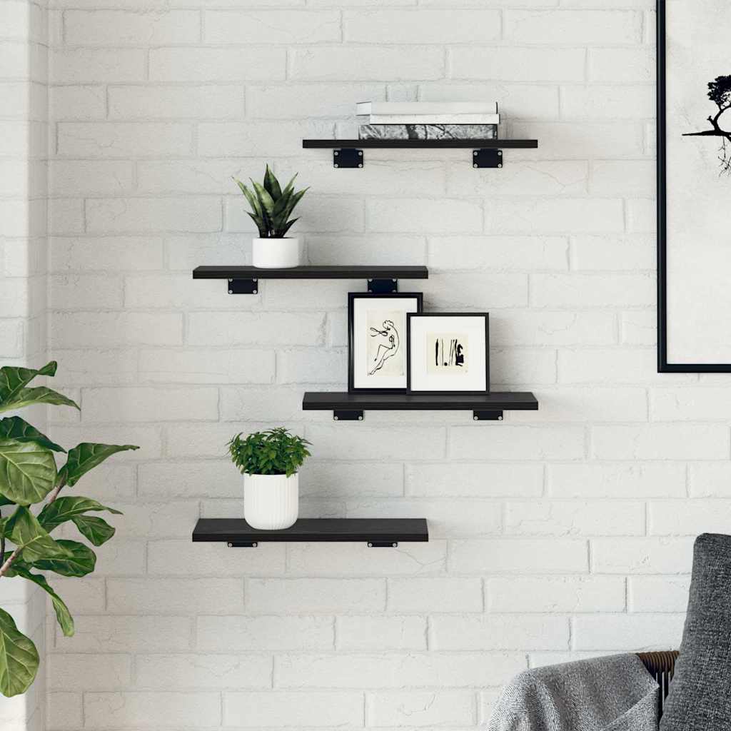 Bookshelf Board 4 pcs Black 40 x 20 x 1.5 cm Engineered Wood