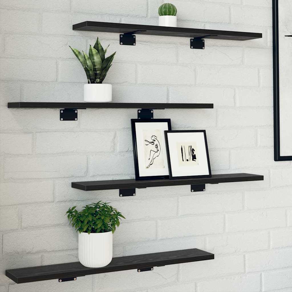 Bookshelf Board 4 pcs Black 60 x 10 x 1.5 cm Engineered Wood