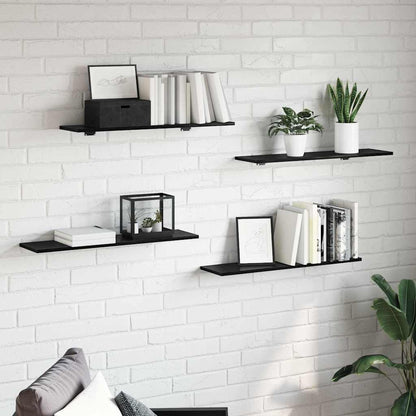 Bookshelf Board 4 pcs Black 80 x 20 x 1.5 cm Engineered Wood