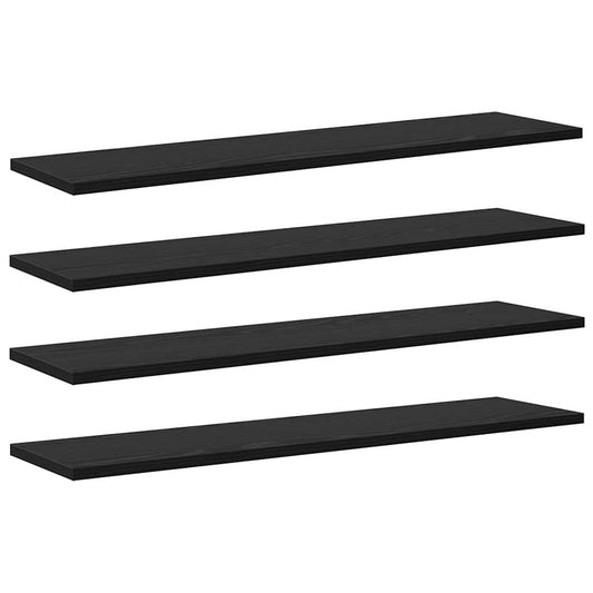 Bookshelf Board 4 pcs Black 80 x 20 x 1.5 cm Engineered Wood
