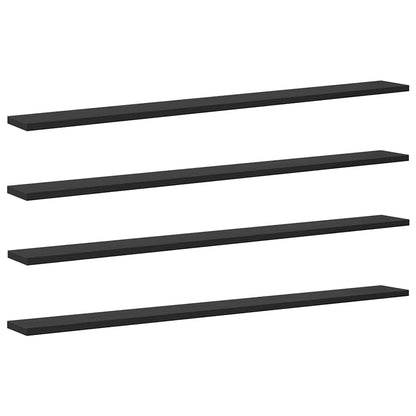Bookshelf Board 4 pcs Black 100 x 10 x 1.5 cm Engineered Wood