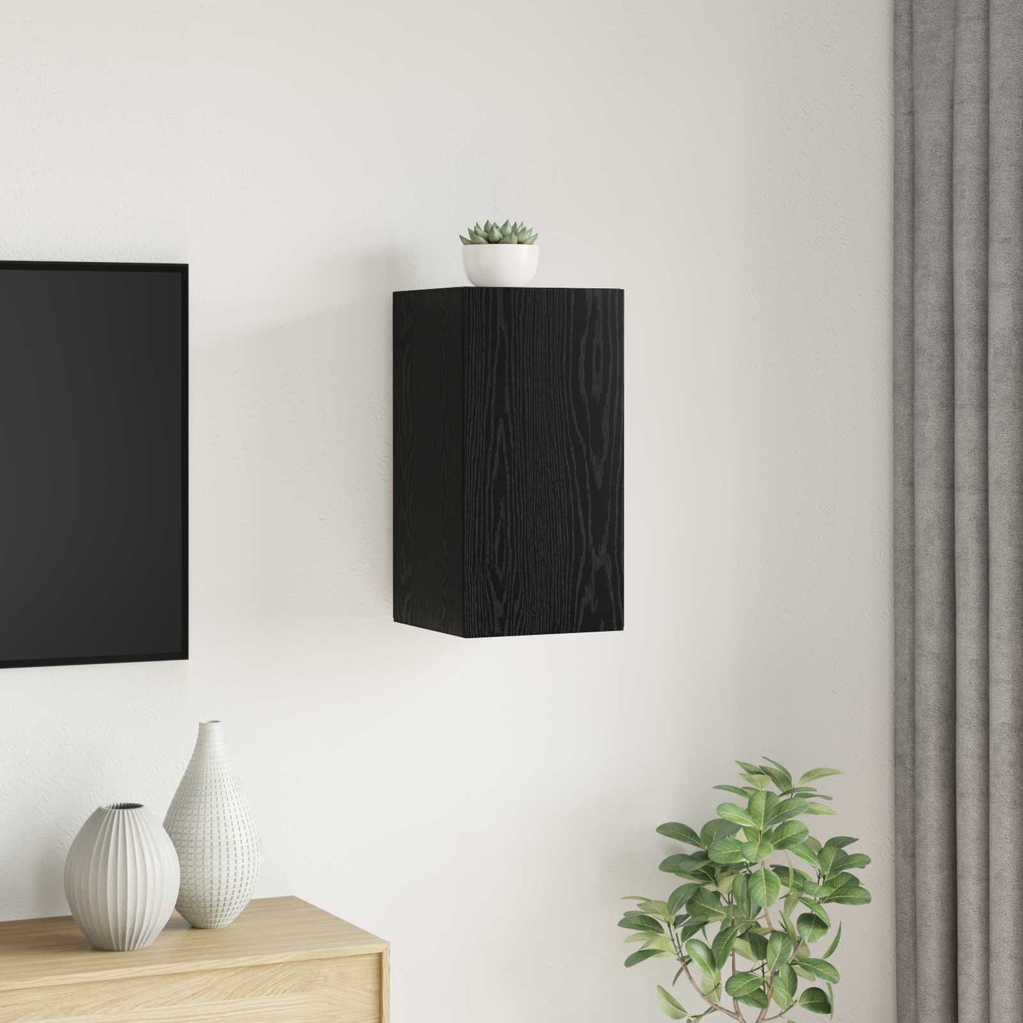 Wall TV Cabinet Black Oak 30.5 x 30 x 60 cm Engineered Wood
