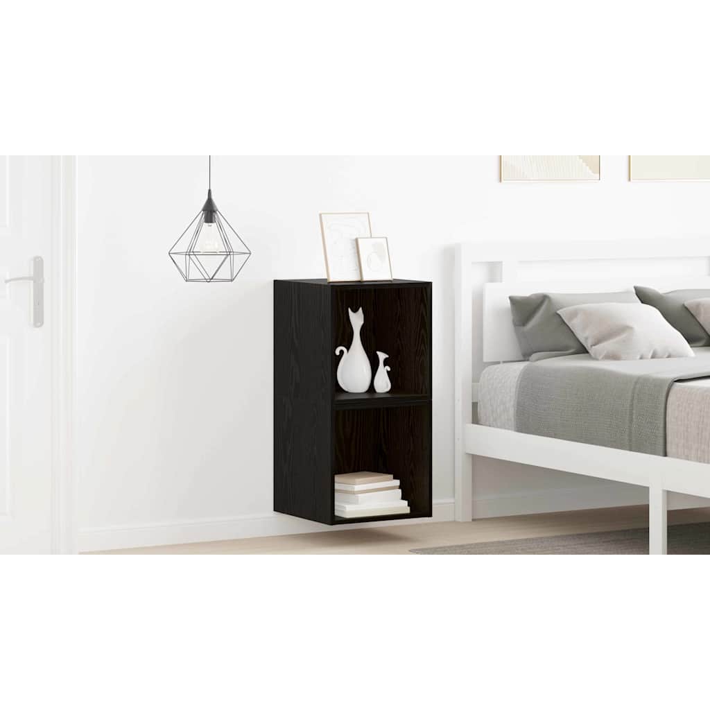 Wall Cabinet 2 pcs Black Oak 37 x 37 x 37 cm Engineered Wood