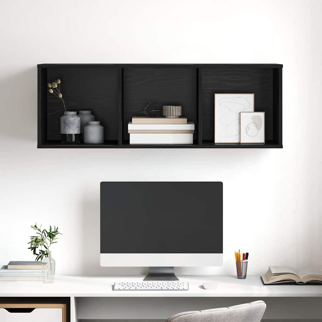 TV Cabinet Set Black Oak 37 x 37 x 107 cm Engineered Wood