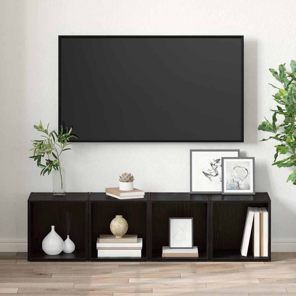TV Cabinet Set 4 pcs Black 37 x 35 x 37.5 cm Engineered Wood