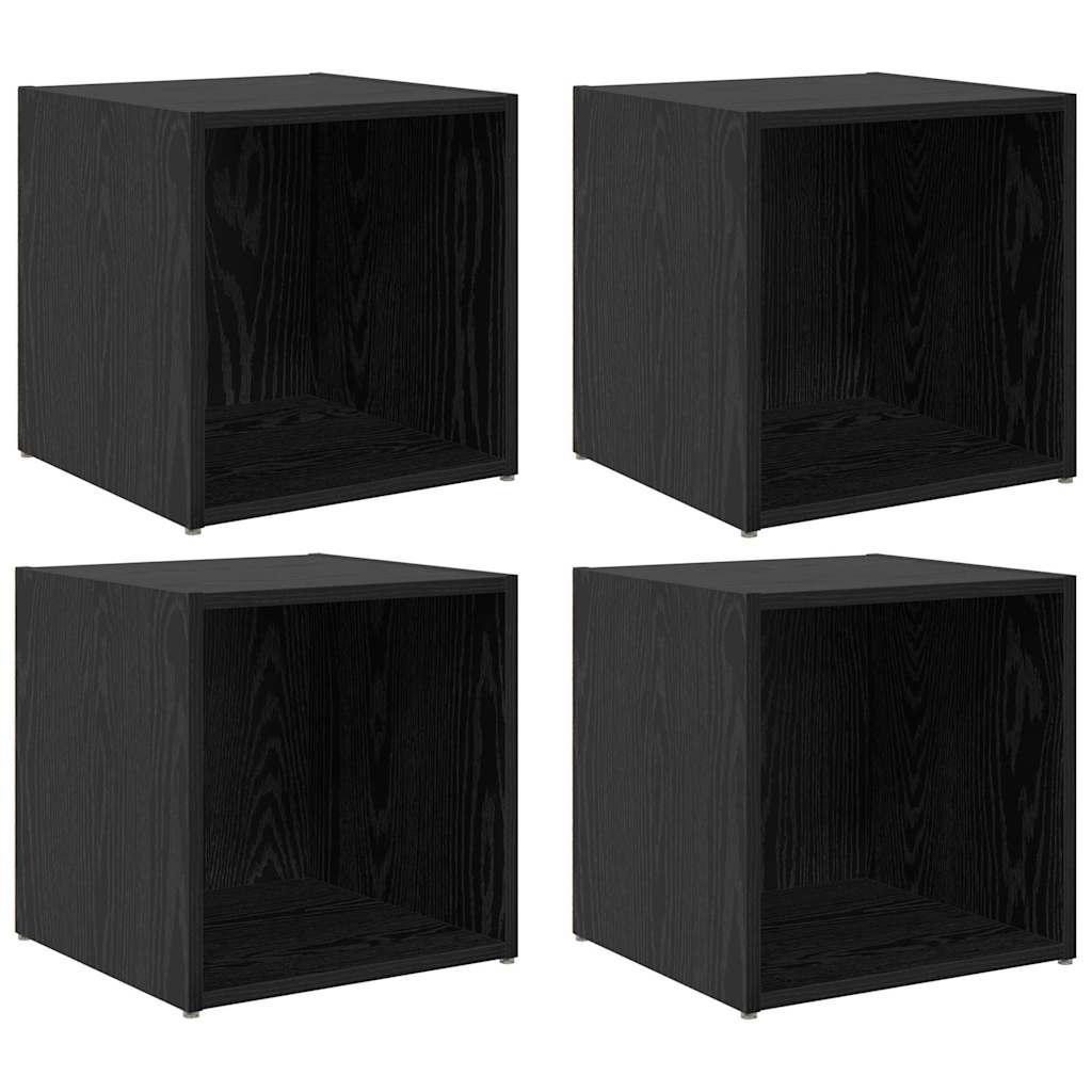 TV Cabinet Set 4 pcs Black 37 x 35 x 37.5 cm Engineered Wood