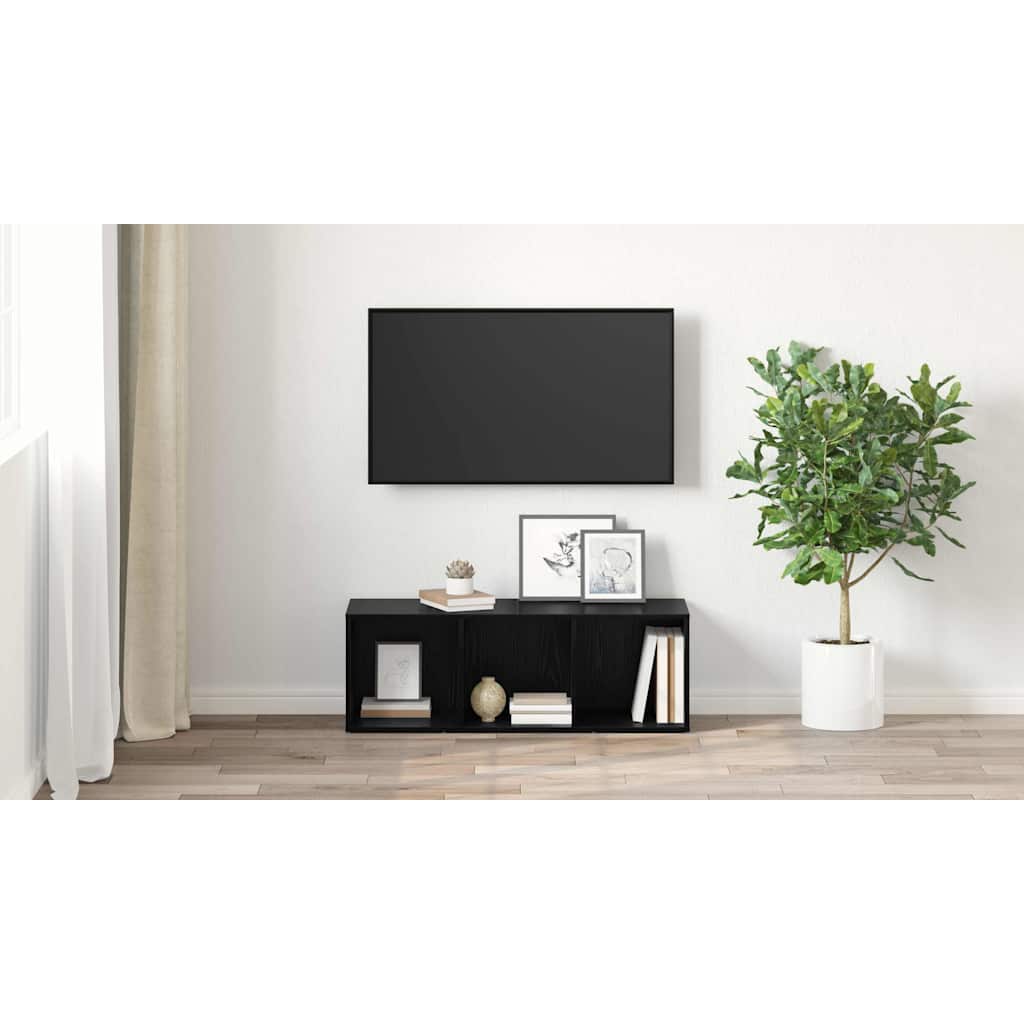 TV Cabinet Set Black 72 x 35 x 37 cm Engineered Wood