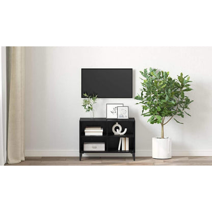 TV Cabinet Set Wall-mounted Black Engineered Wood