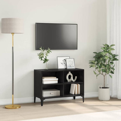 TV Cabinet Set Wall-mounted Black Engineered Wood