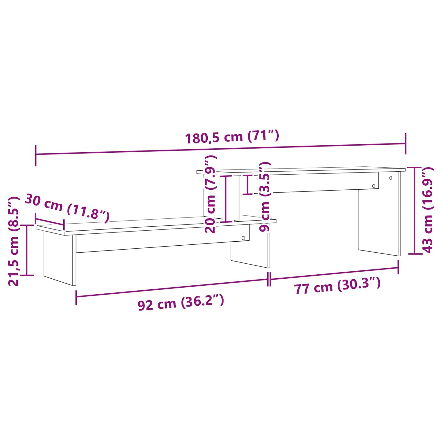 TV Cabinet Set 180.5 x 30 x 43 cm Old Wood Engineered Wood