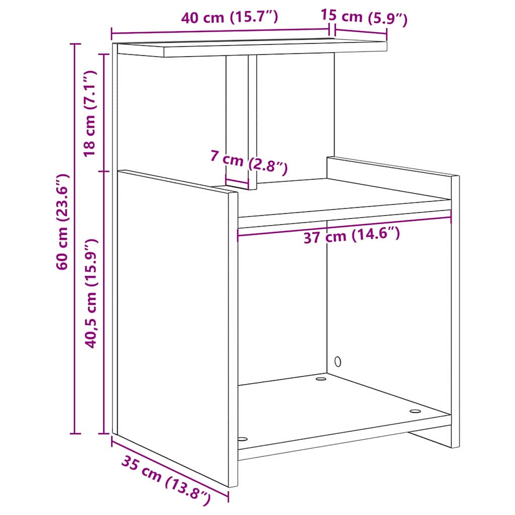 Bedside Cabinet Old Wood 40 x 35 x 60 cm Engineered Wood
