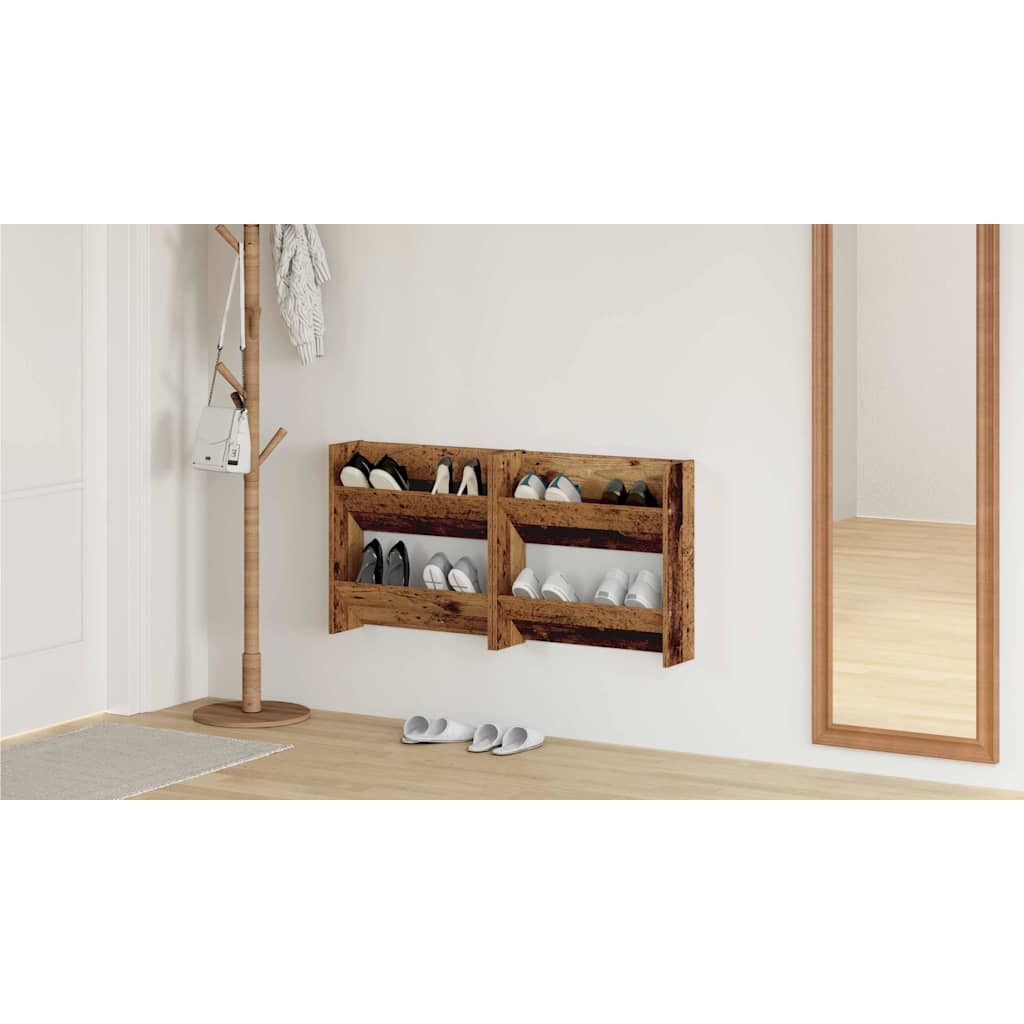 Shoe Cabinet 2 pcs Old Wood 60 x 18 x 60 cm Engineered Wood