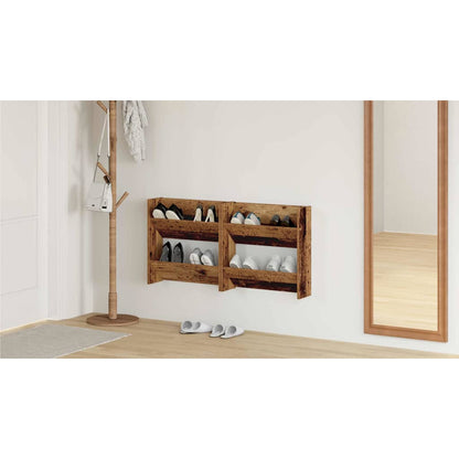 Shoe Cabinet 2 pcs Old Wood 60 x 18 x 60 cm Engineered Wood
