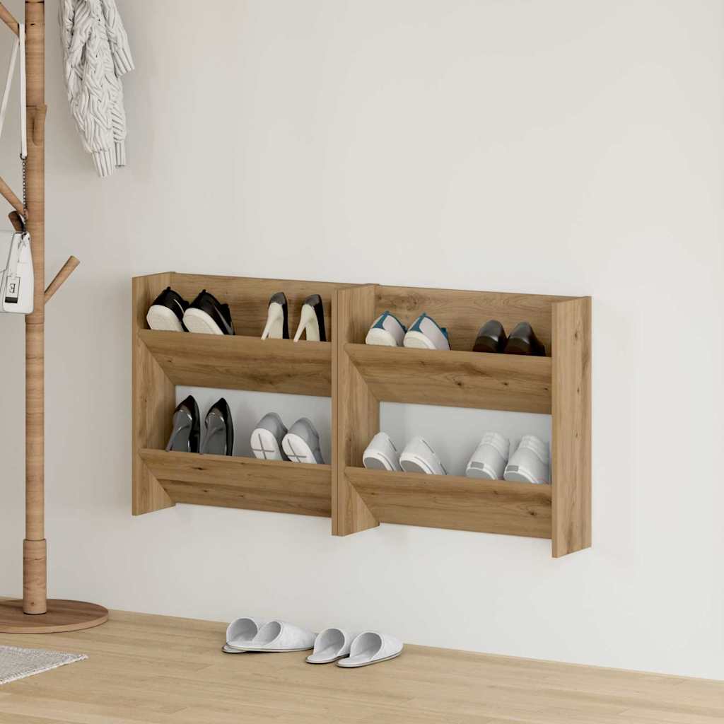 Shoe Cabinet 2 pcs 60 x 18 x 60 cm Engineered Wood Artisan Oak