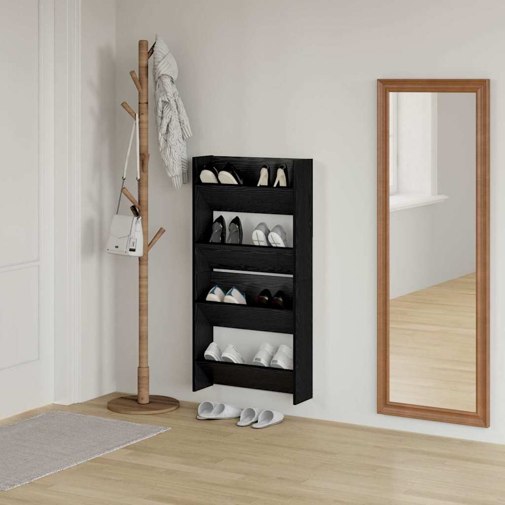 Shoe Cabinet 2 pcs 60 x 18 x 60 cm Engineered Wood Black Oak