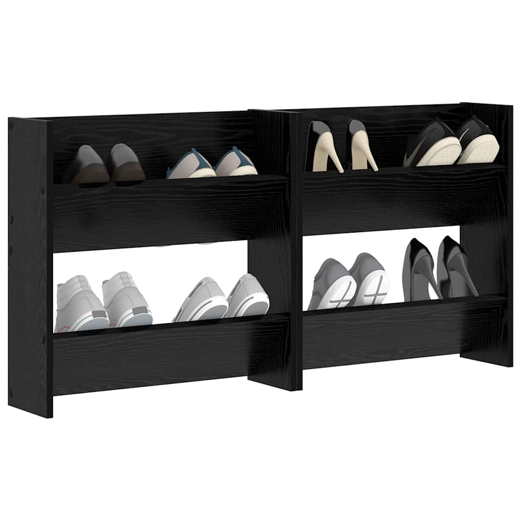 Shoe Cabinet 2 pcs 60 x 18 x 60 cm Engineered Wood Black Oak