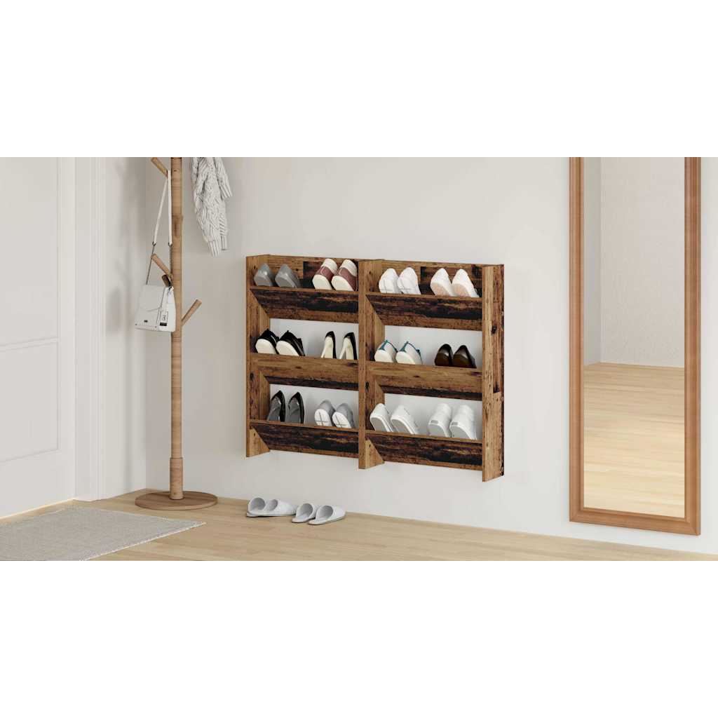Shoe Cabinet 2 pcs Old Wood 60 x 18 x 90 cm Engineered Wood