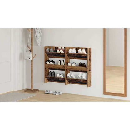 Shoe Cabinet 2 pcs Old Wood 60 x 18 x 90 cm Engineered Wood