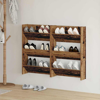 Shoe Cabinet 2 pcs Old Wood 60 x 18 x 90 cm Engineered Wood