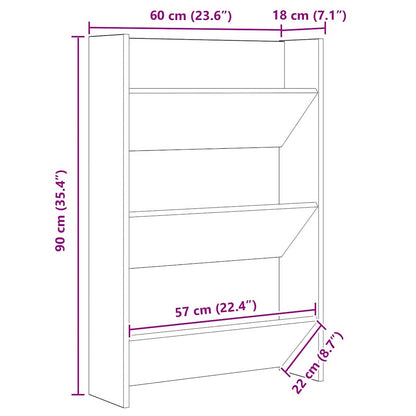 Shoe Cabinet 2 pcs Artisan Oak 60 x 18 x 90 cm Engineered Wood