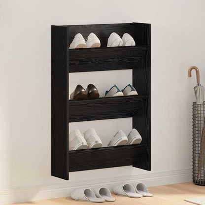 Shoe Cabinet Black Oak 60 x 18 x 90 cm Engineered Wood